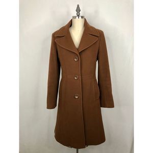 DKNY • Military Style Wool Cashmere Peacoat Brown